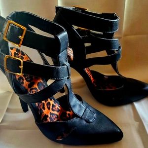 Black strappy heels. Size 6